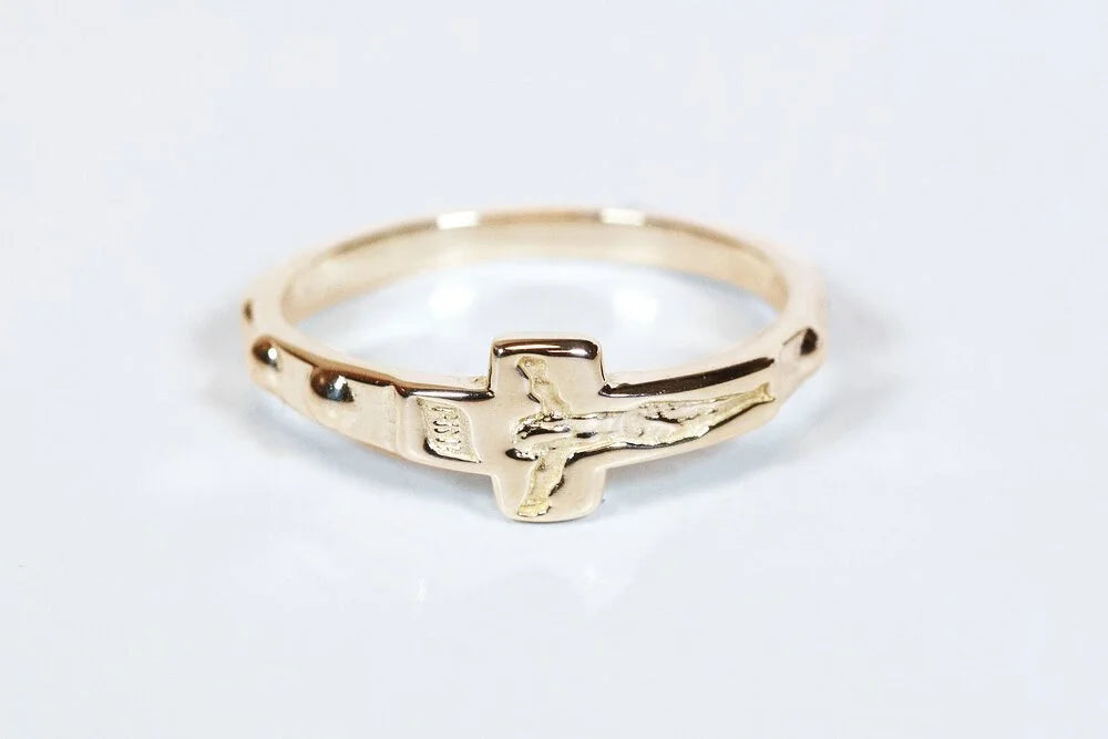 14k Solid Gold Rosary Ring