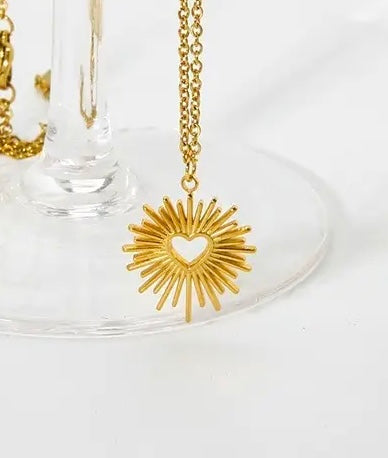 Sunburst Sacred Heart Necklace