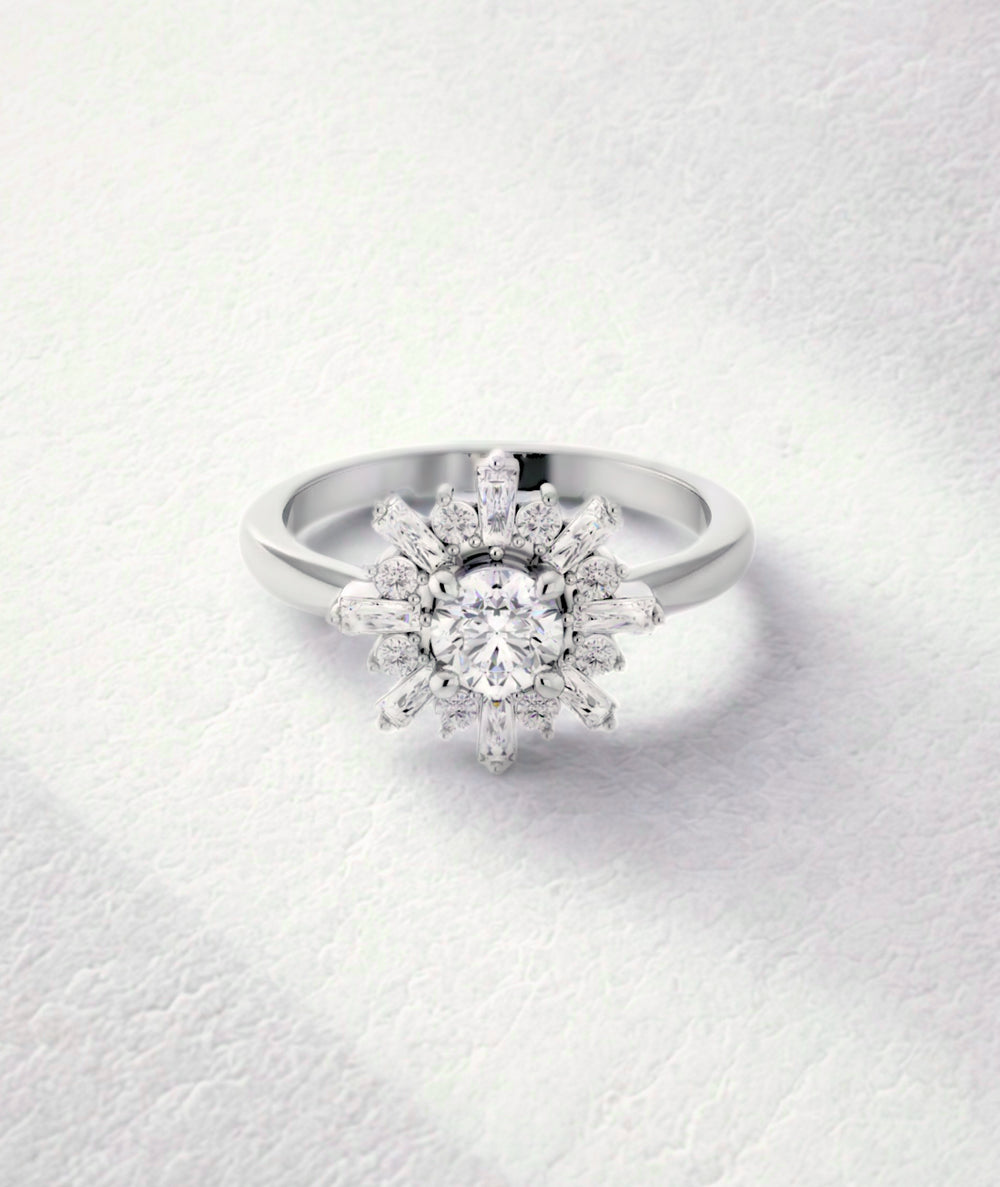 Monstrance-Inspired Ring with Central Stone