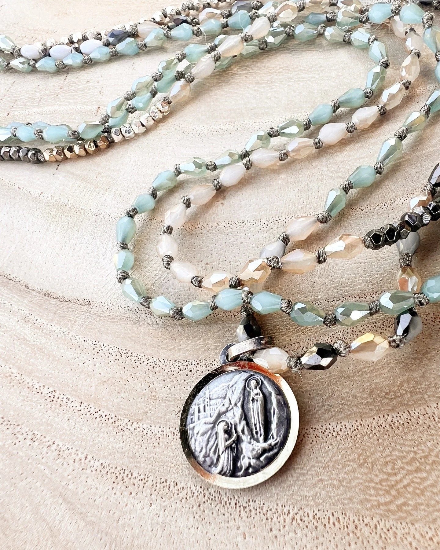 Our Lady of Lourdes Beaded Necklace