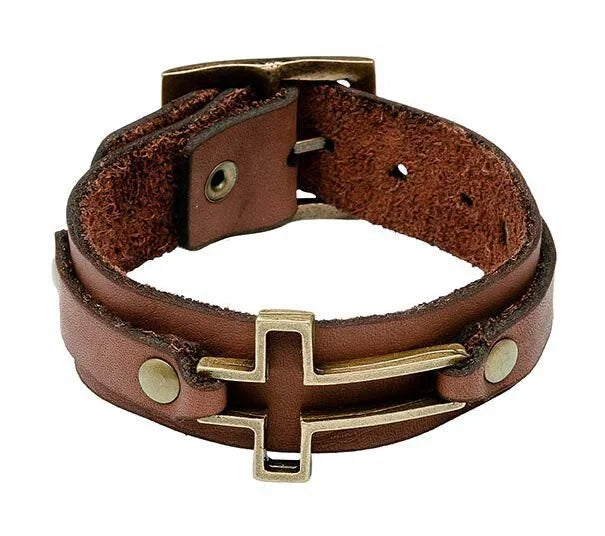 Cross Leather Bracelet