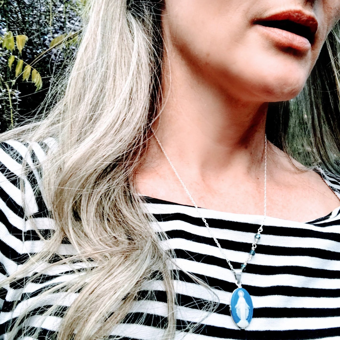 Cameo Miraculous Medal Necklace