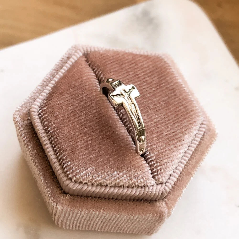 14k Solid Gold Rosary Ring