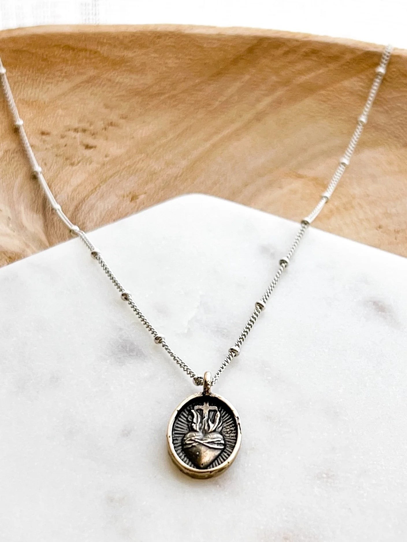 Oval Sacred Heart of Jesus Necklace