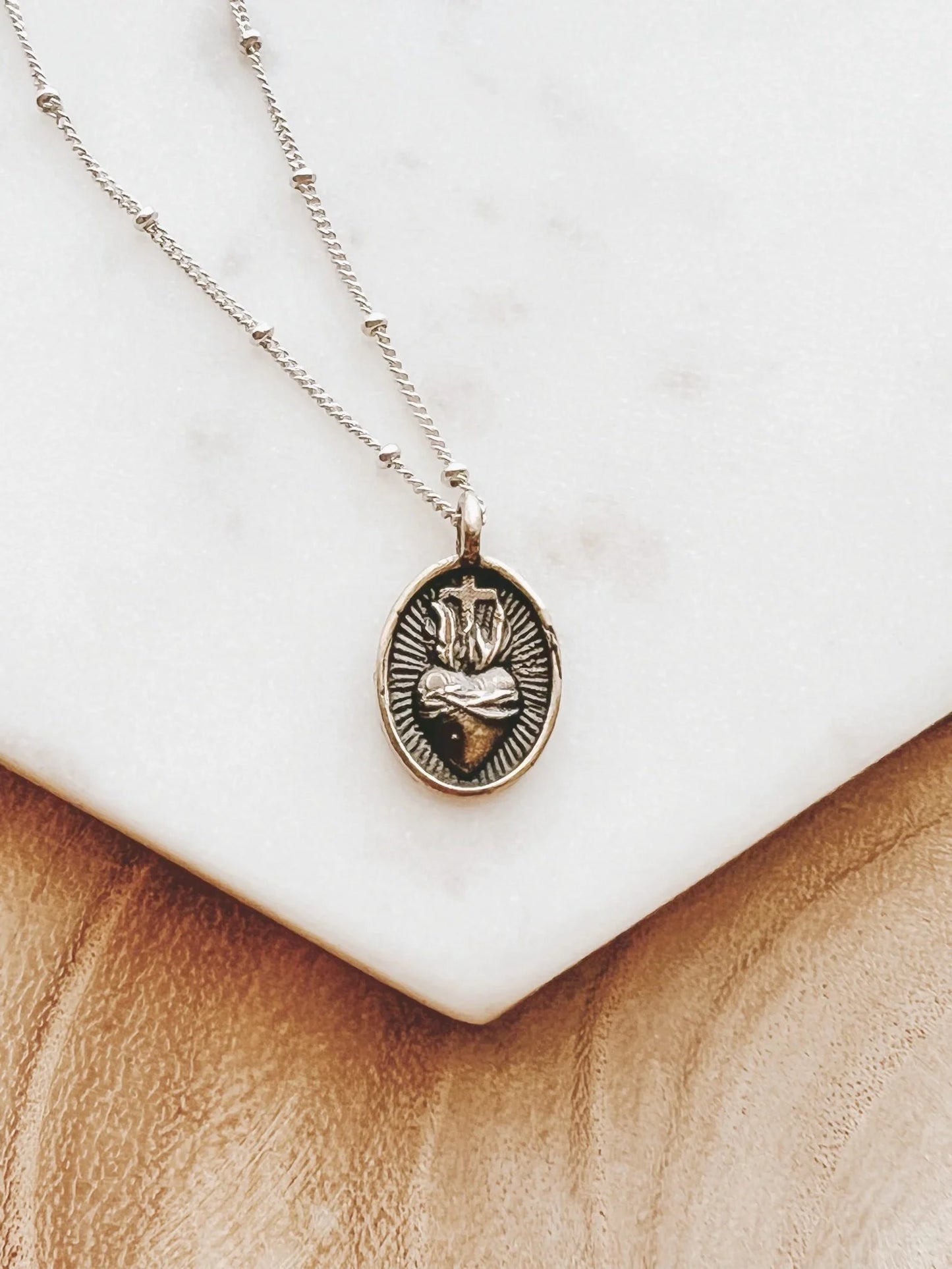 Oval Sacred Heart of Jesus Necklace