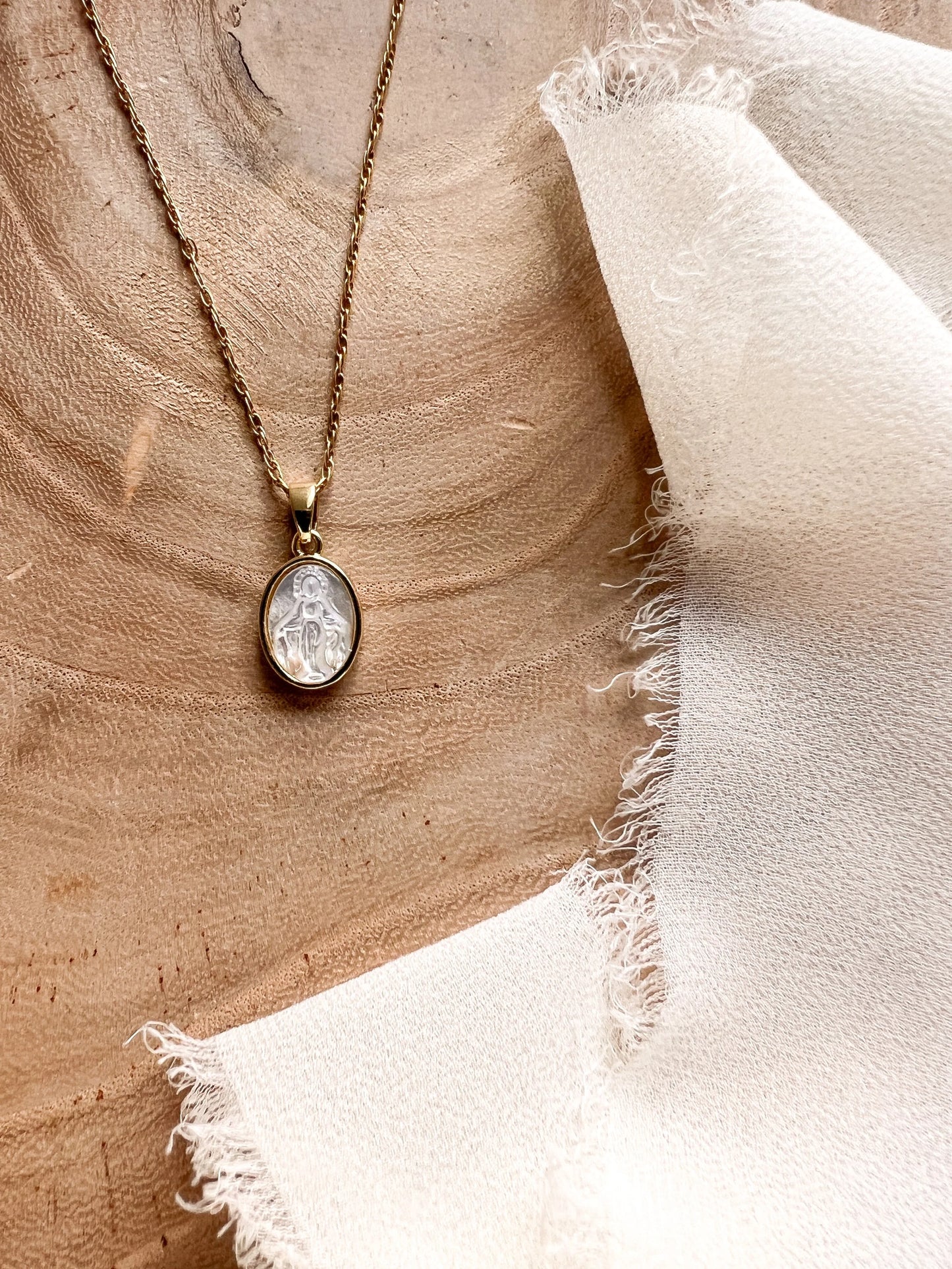 Mother of Pearl Immaculate Conception Necklace