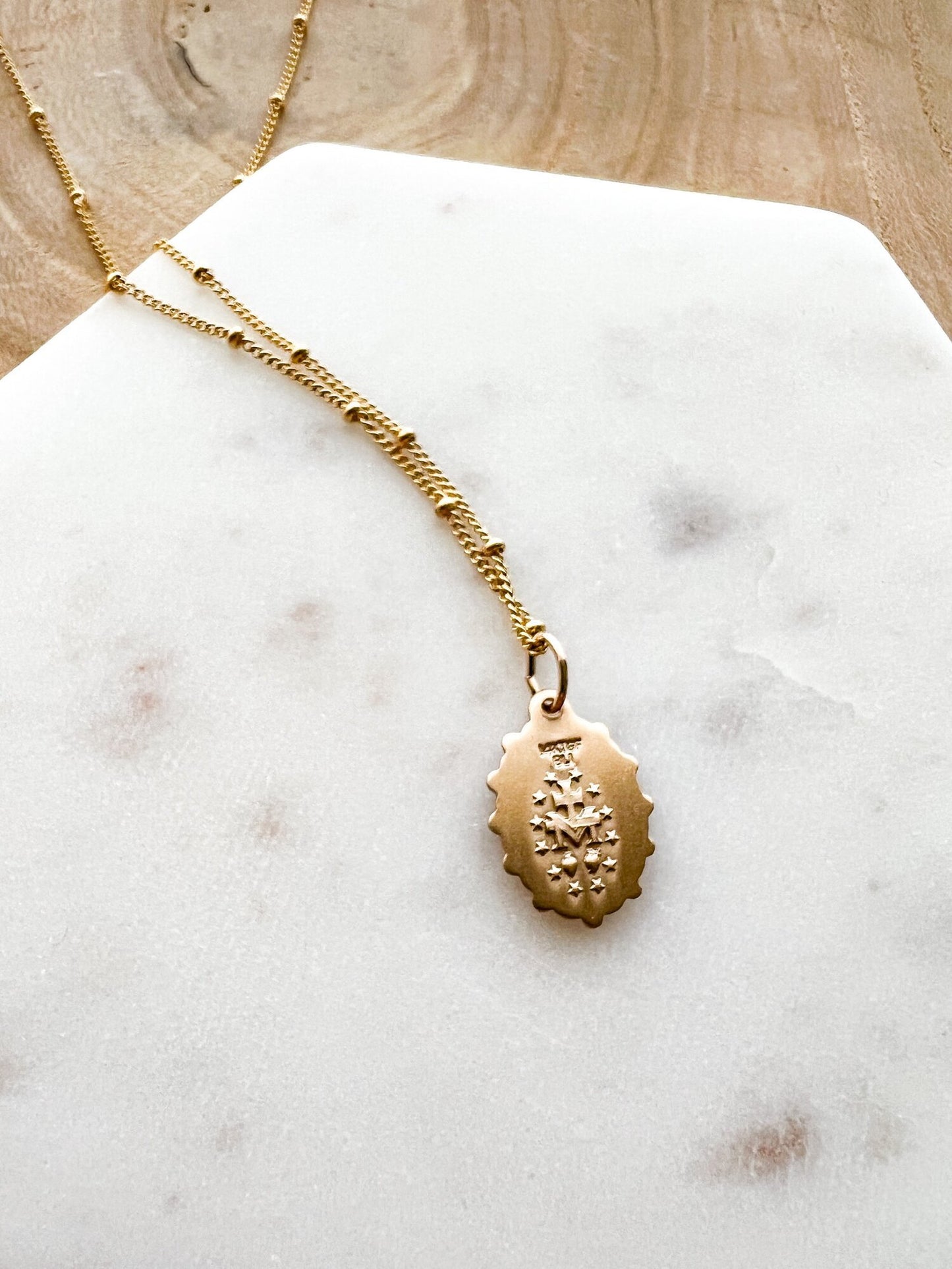 Scalloped Miraculous Medal Necklace