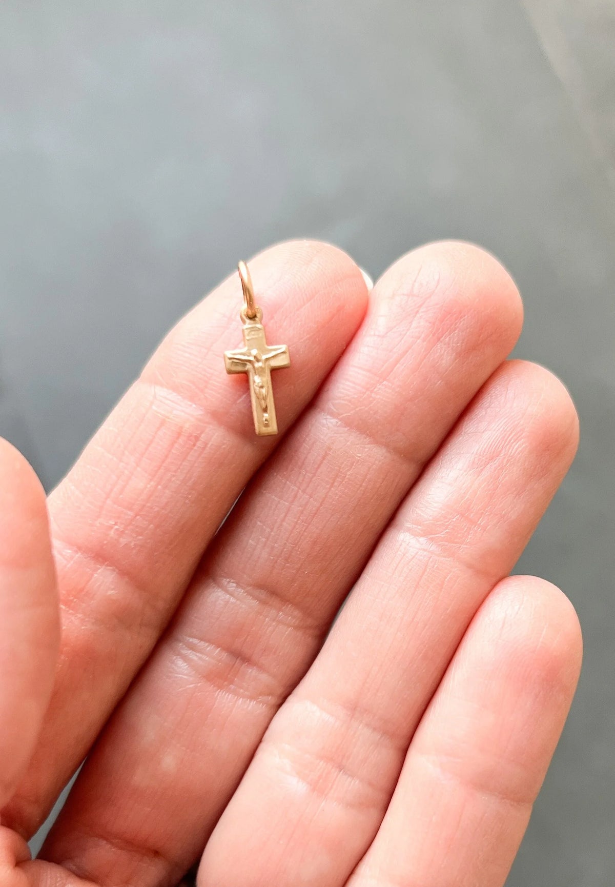 Tiny Solid Gold Crucifix Necklace - Telos Art