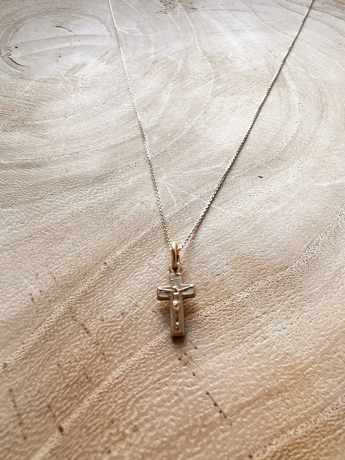 Tiny Solid Gold Crucifix