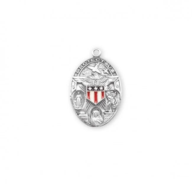 Three-medal Silver Military Pendant