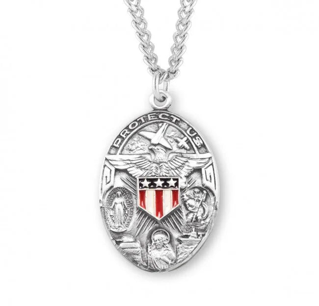 Three-medal Silver Military Pendant
