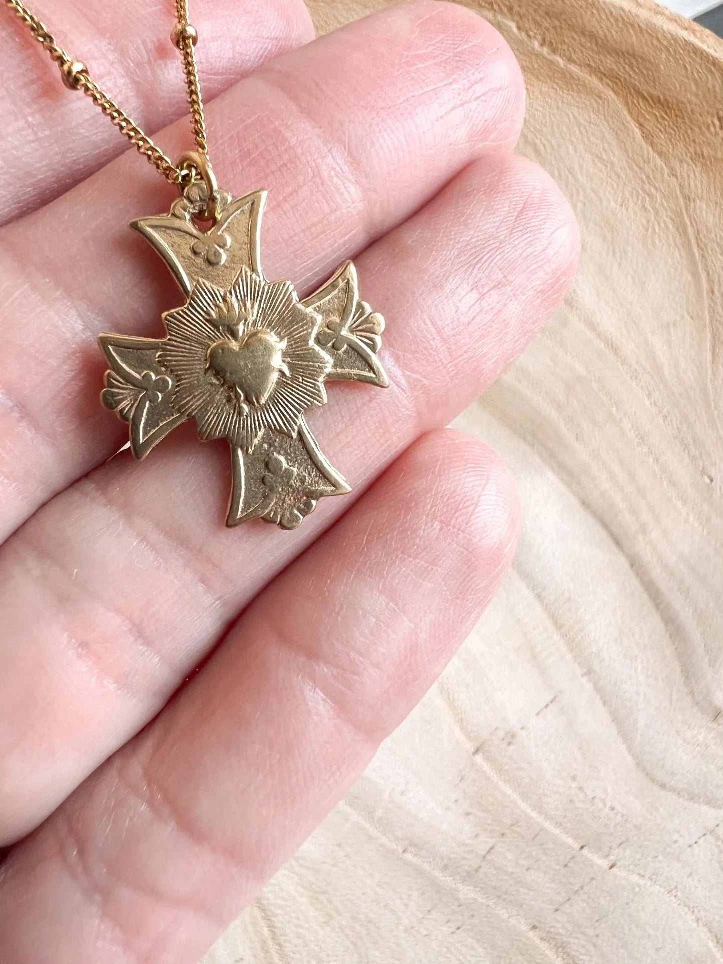 Sacred Heart Cross Necklace