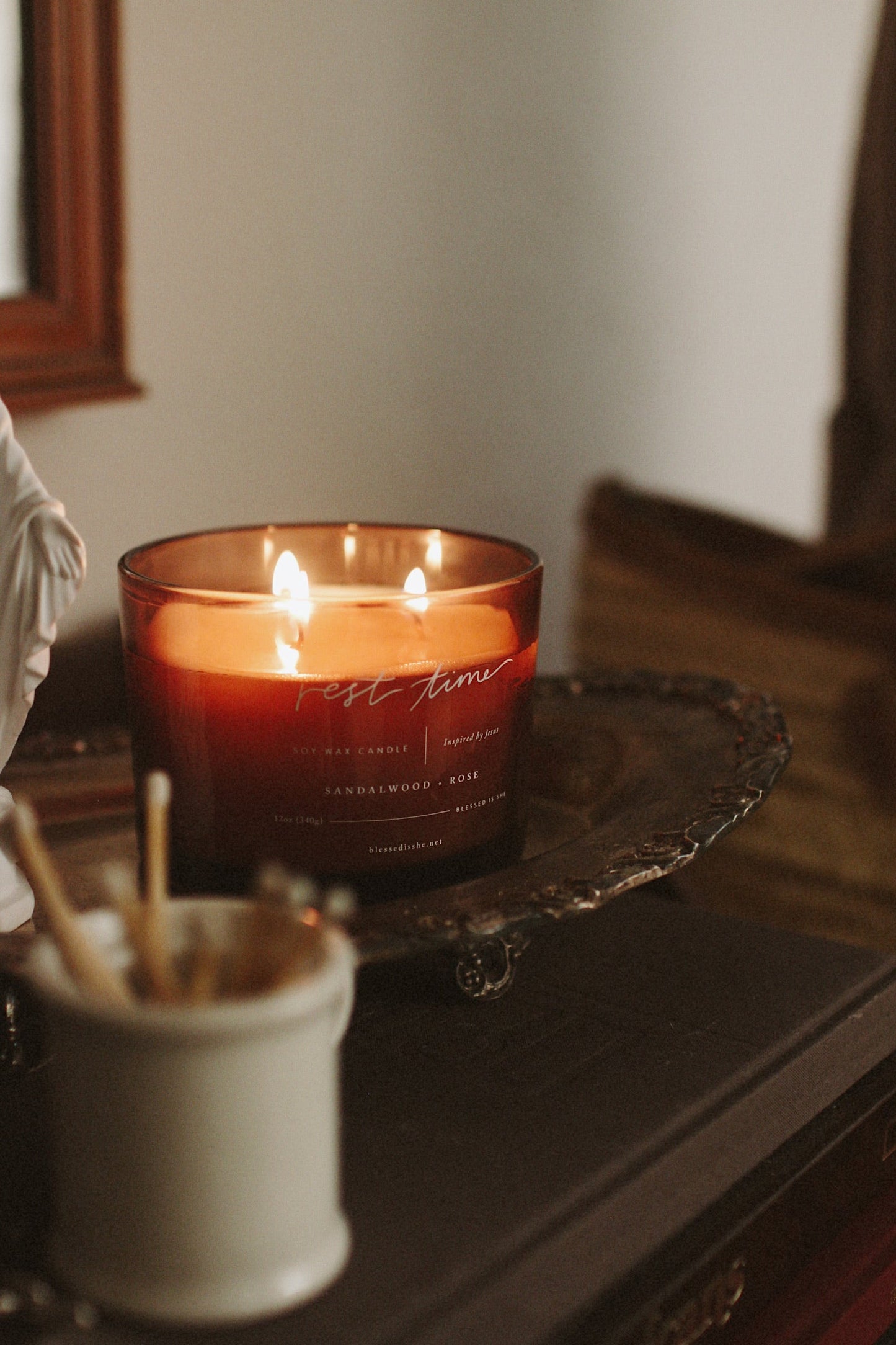 Rest Time Candle Inspired by Jesus 3 Wick Candle