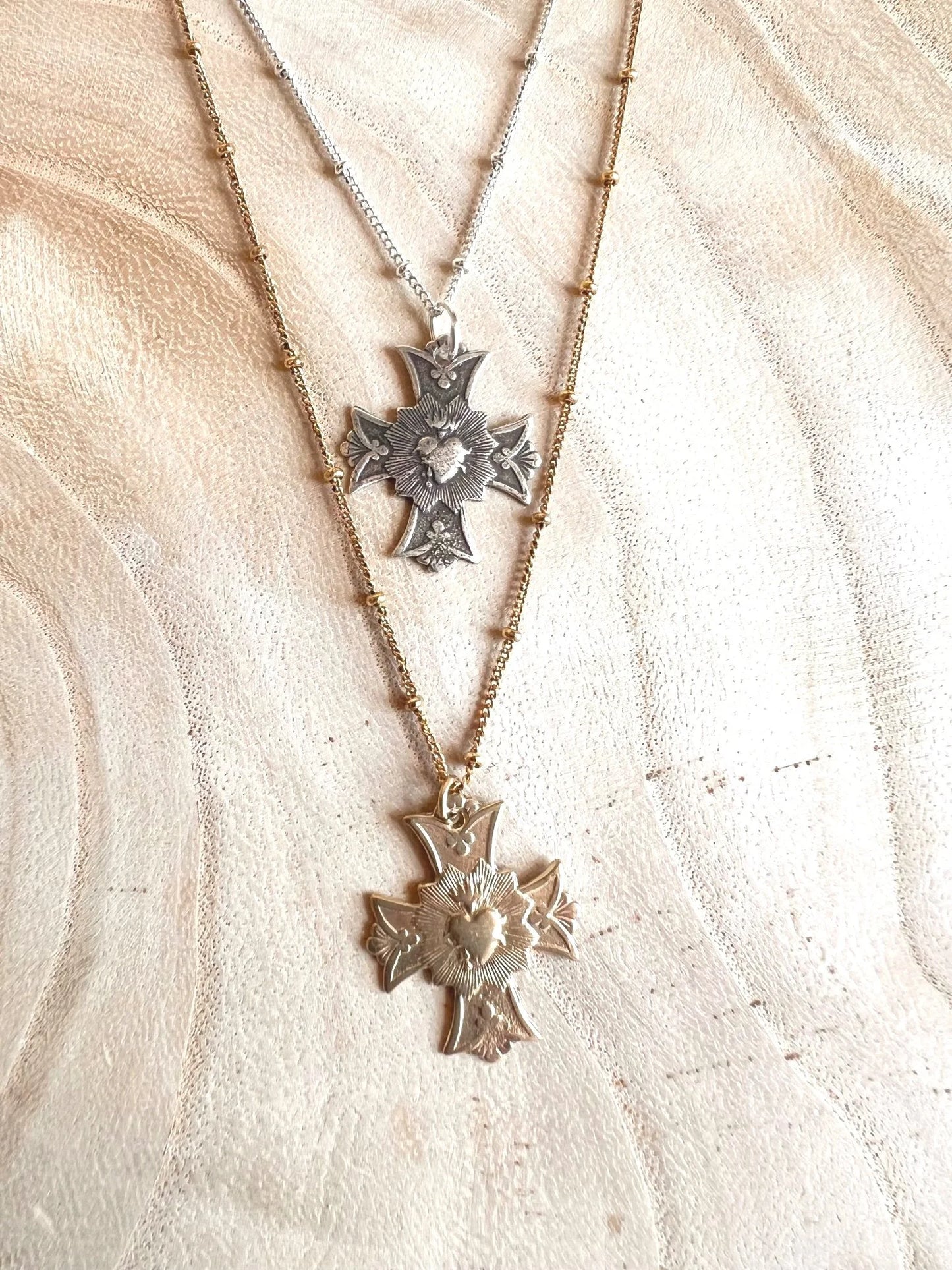 Sacred Heart Cross Necklace
