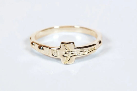 14k Solid Gold Rosary Ring