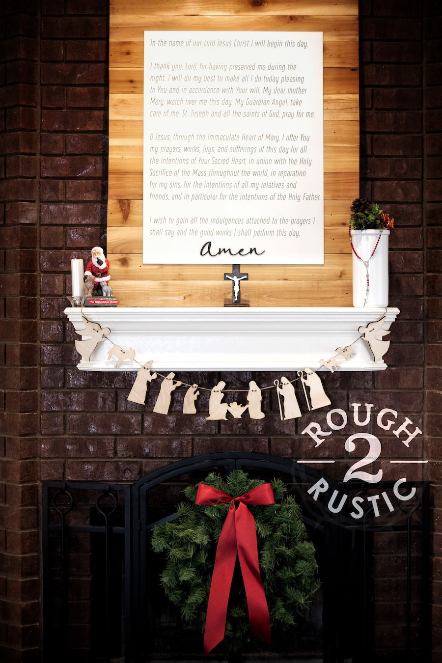 Natural Wood Nativity Garland