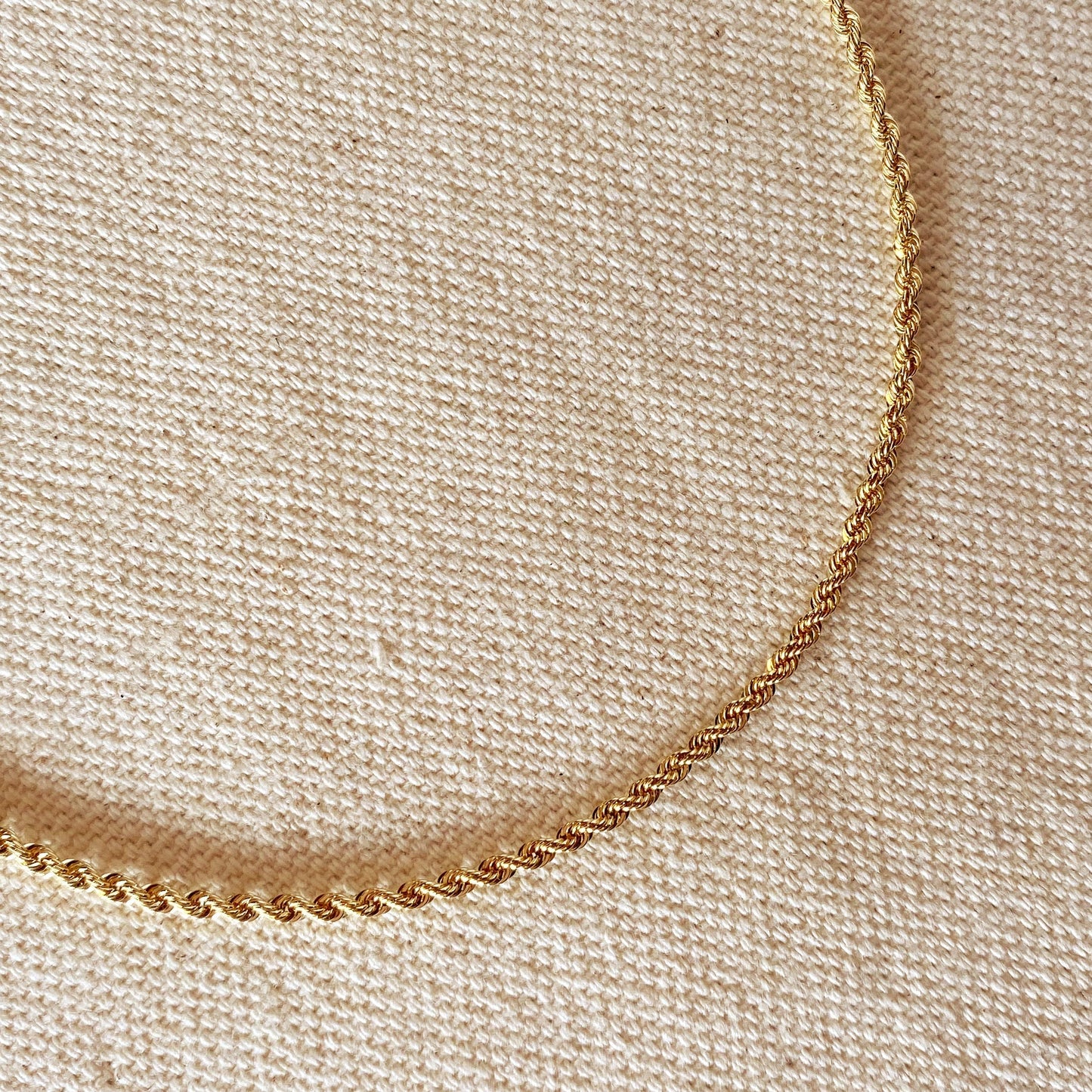 18k Solid Gold 1.8mm Rope Chain Necklace