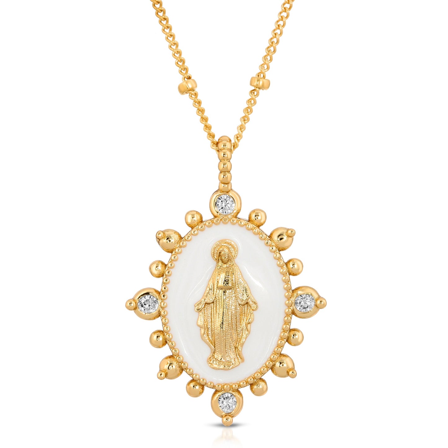 Lourdes Pendant Necklace - White