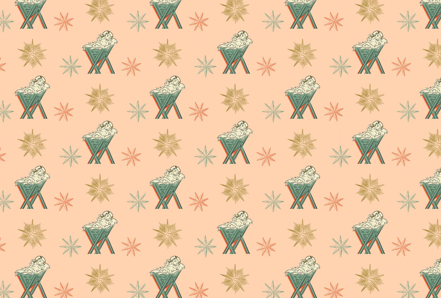 5 Jesus in the Manger Wrapping Paper Sheets