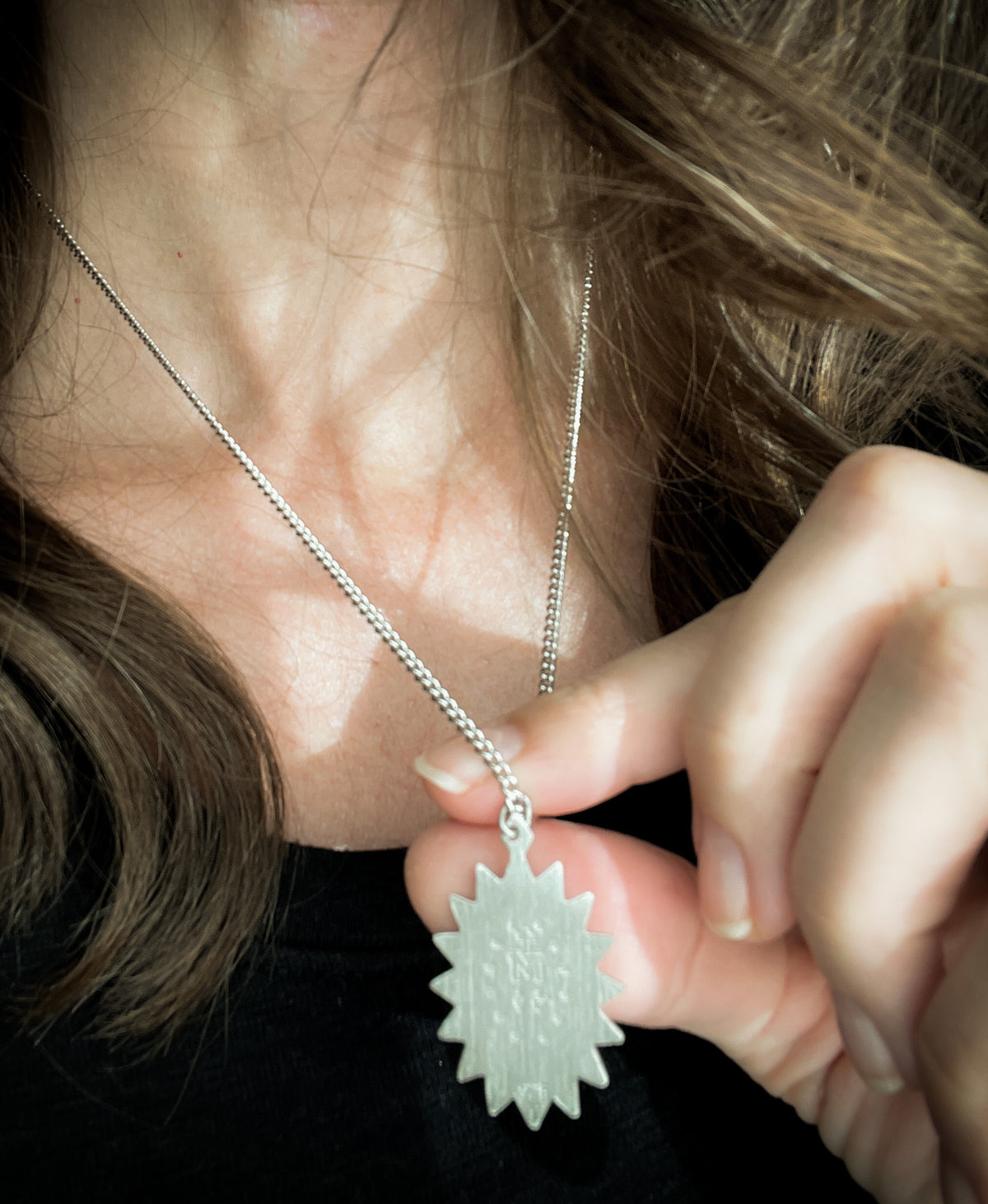 Starburst Filigree Miraculous Medal with Blue