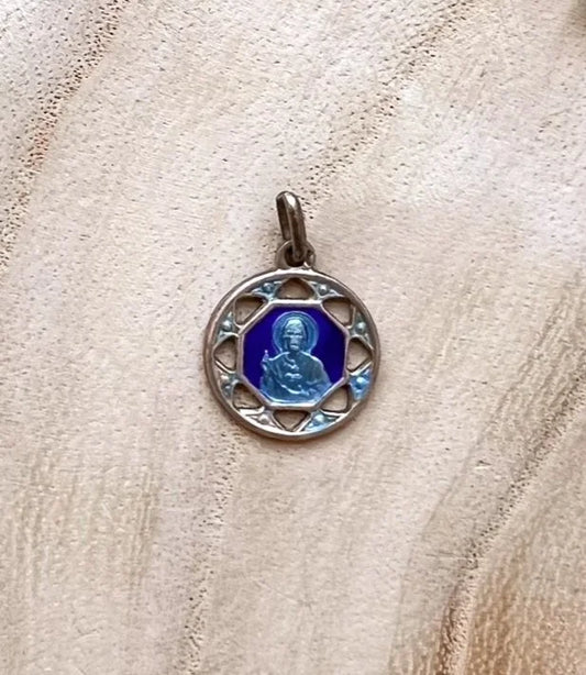 Blue Sacred Heart Medal