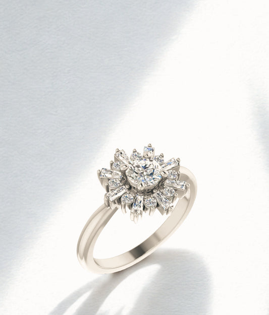 Silver Monstrance-Inspired Ring with Central Stone