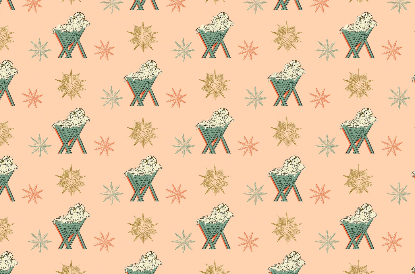 5 Jesus in the Manger Wrapping Paper Sheets