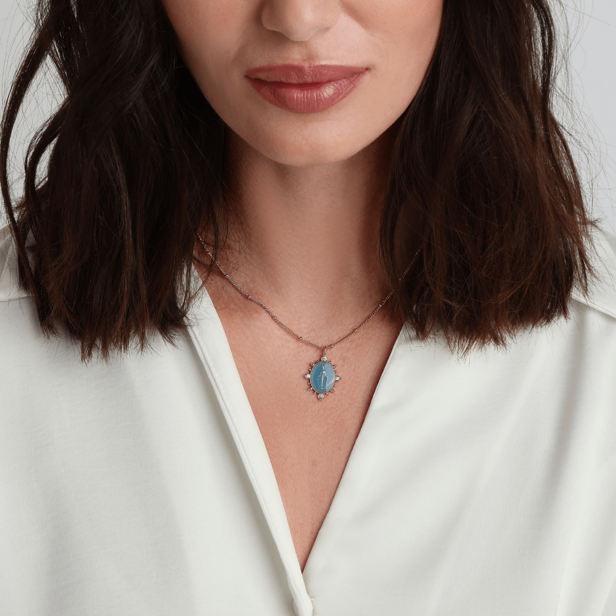 Lourdes Pendant Necklace - French Blue