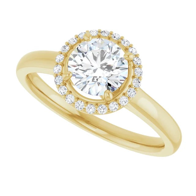 Halo Ring with Central Stone - Simple Band