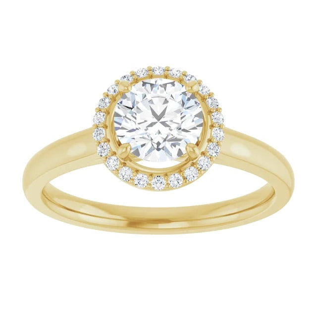 Halo Ring with Central Stone - Simple Band