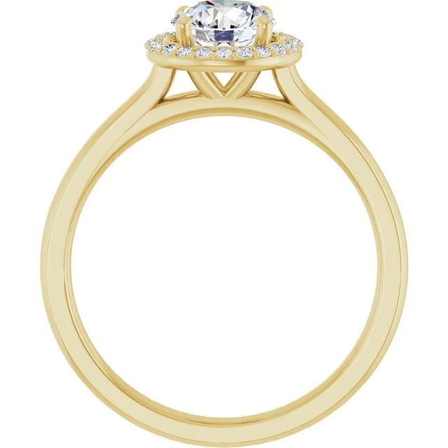 Halo Ring with Central Stone - Simple Band