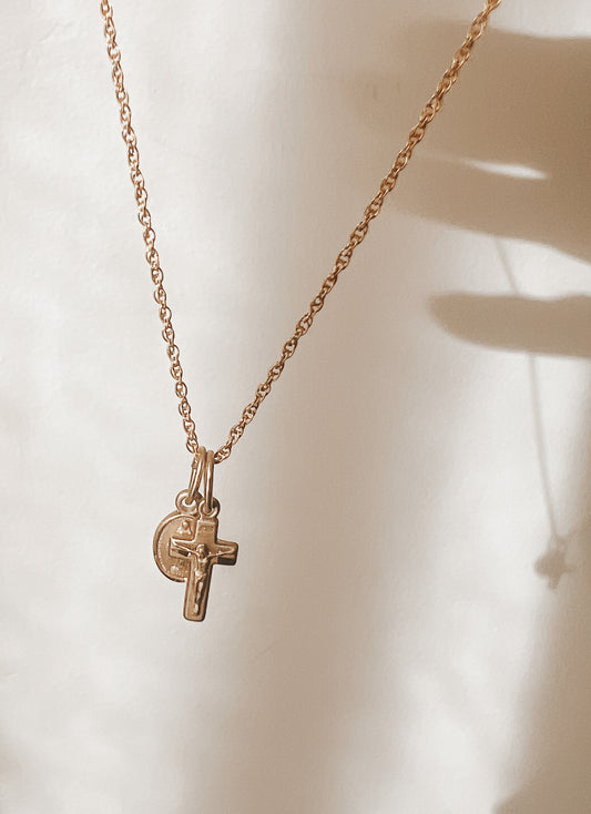 Women's Crucifix and Miraculous Mini Medals Necklace