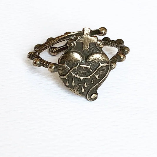Yellow Bronze Sacred Heart of Jesus Necklace