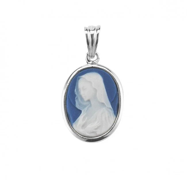 Virgin Mary Oval Cameo Necklace