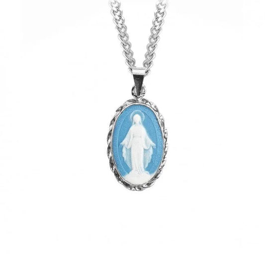 Sky Blue Miraculous Medal Cameo