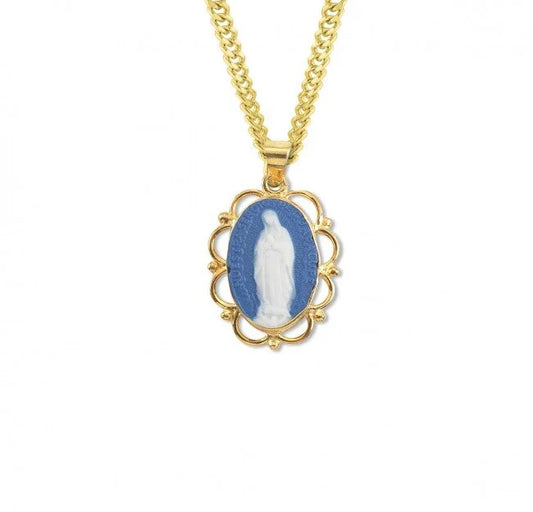Blue Our Lady of Guadalupe Cameo