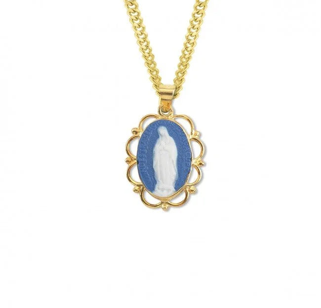 Blue Our Lady of Guadalupe Cameo