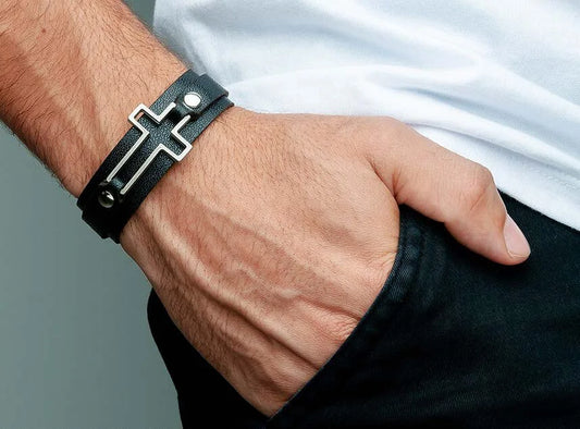Cross Leather Bracelet