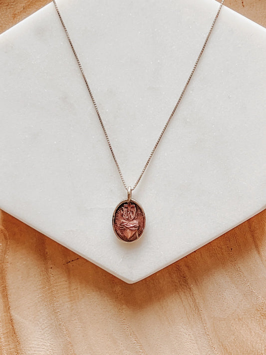 Pink Sacred Heart Necklace