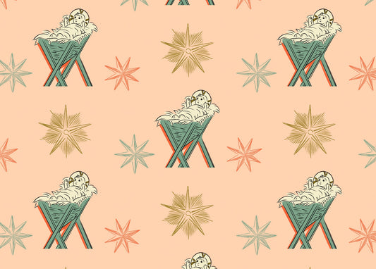 5 Jesus in the Manger Wrapping Paper Sheets