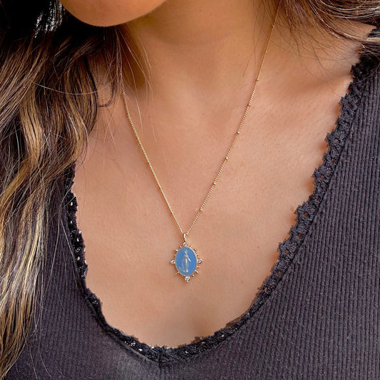 Lourdes Pendant Necklace - French Blue