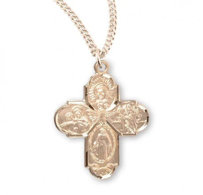 Four Way Medal Cross Necklace