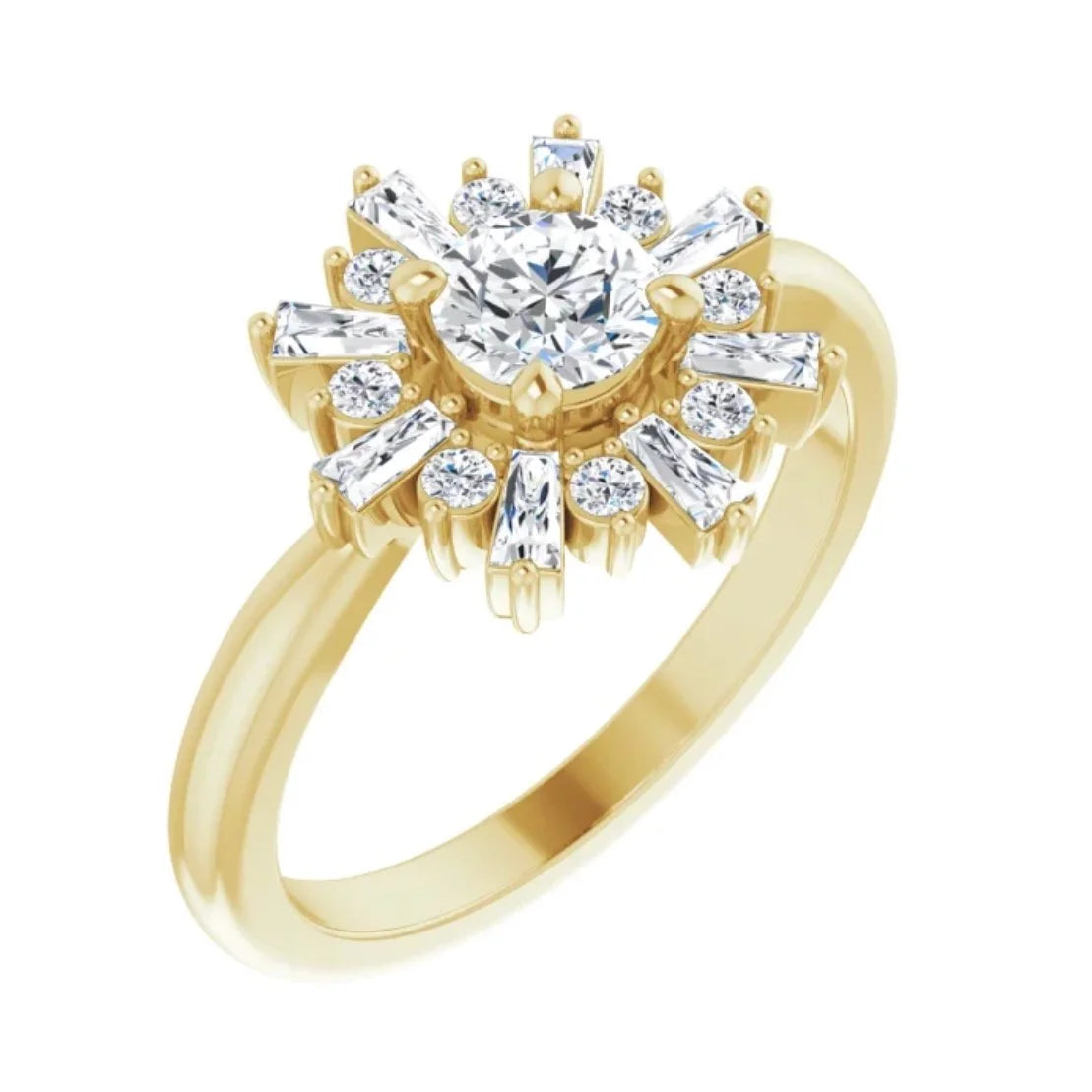 Monstrance-Inspired Ring with Central Stone