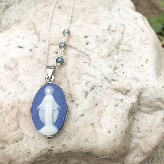 Cameo Miraculous Medal Necklace