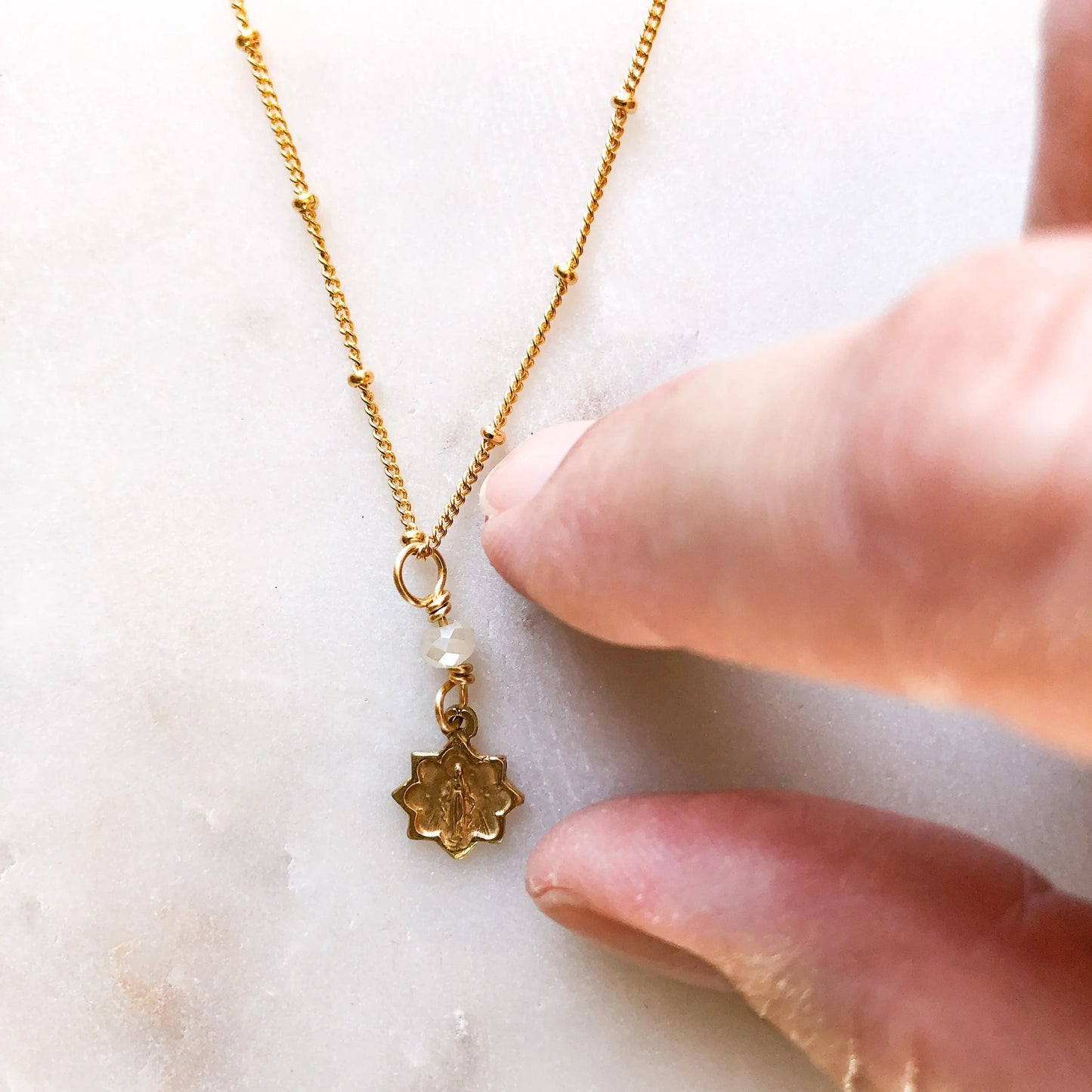 Dainty Star Miraculous Medal Necklace