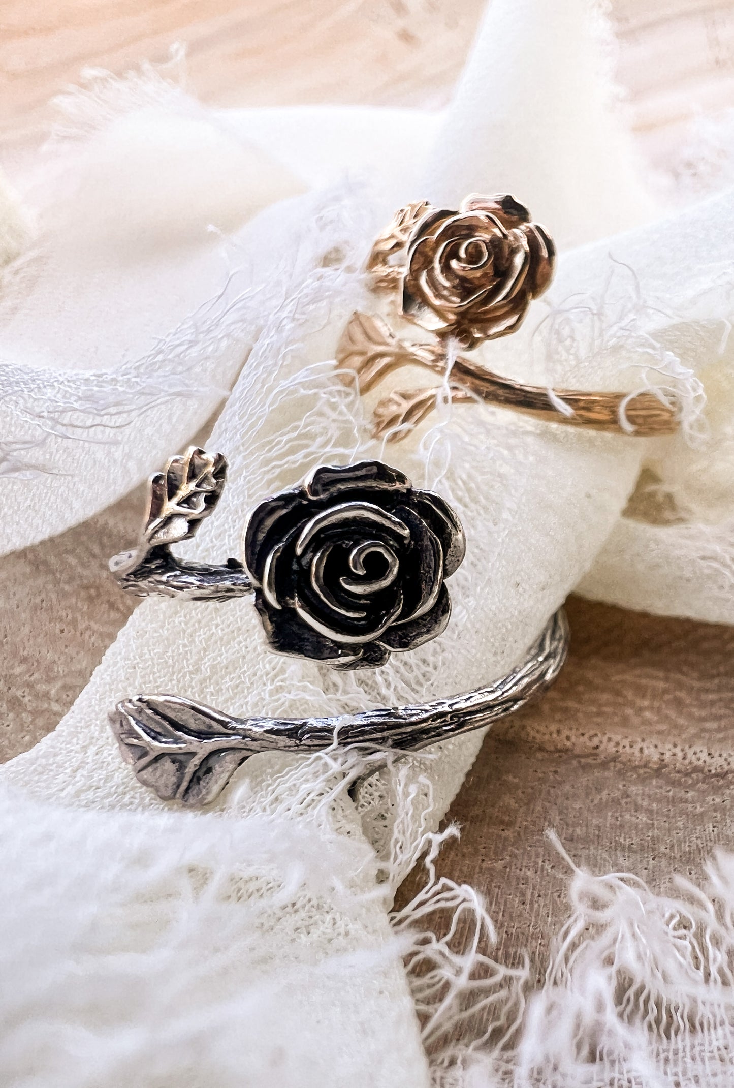 Adjustable Rose Ring Silver