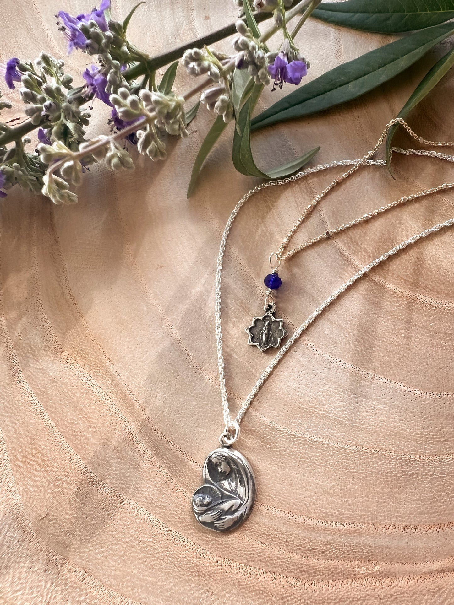 Madonna and Child Silver Necklace