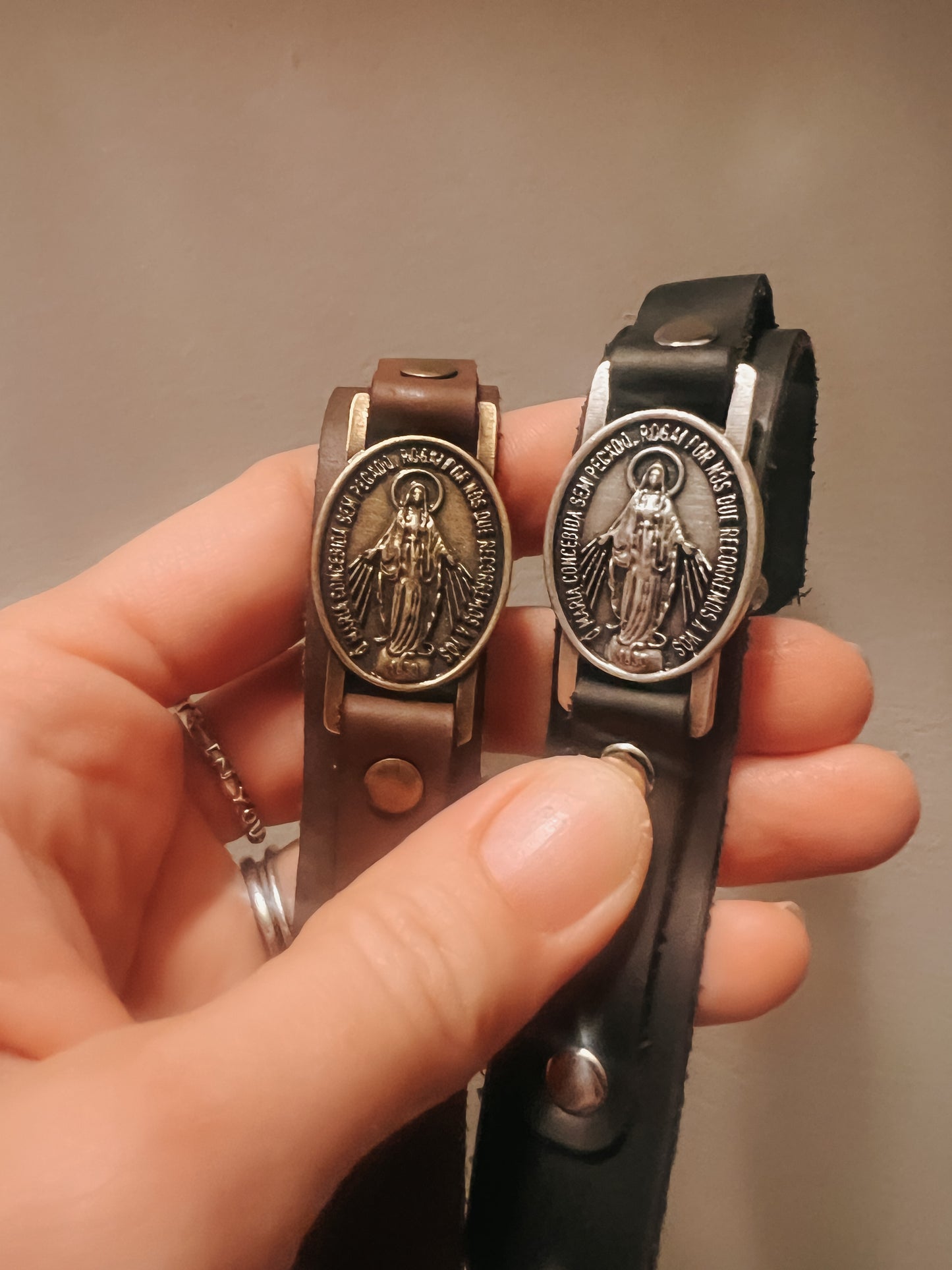 NEW: Miraculous Medal Leather Bracelet