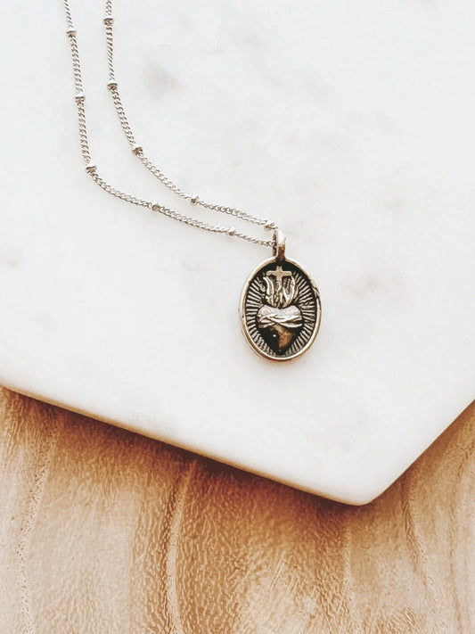 Oval Sacred Heart of Jesus Necklace