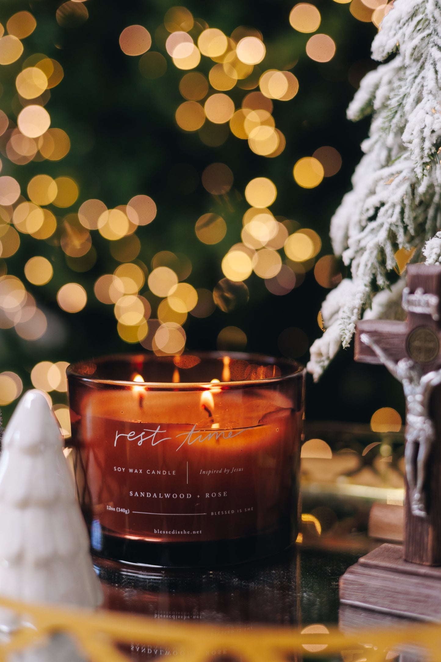 Rest Time Candle Inspired by Jesus 3 Wick Candle
